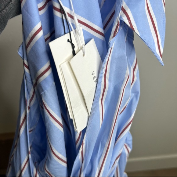 NWT Veronica Beard Afton Shirt Wrap Dress Striped Blue Size 2 - Picture 15 of 15